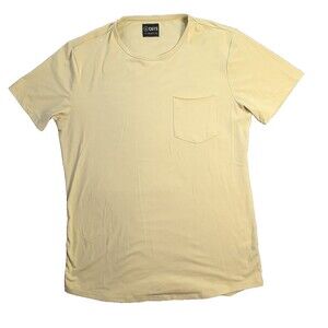 Cuts Clothing Mens Medium Yellow Elongated Hem Henley 4-Way Stretch T-Shirt